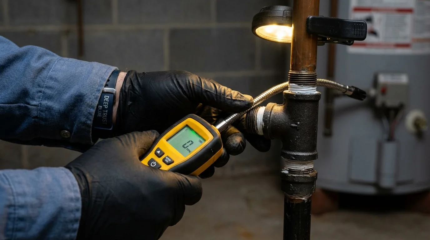 Gas leak detection with electronic sniffer by Johns Plumbing LLC in Ranger