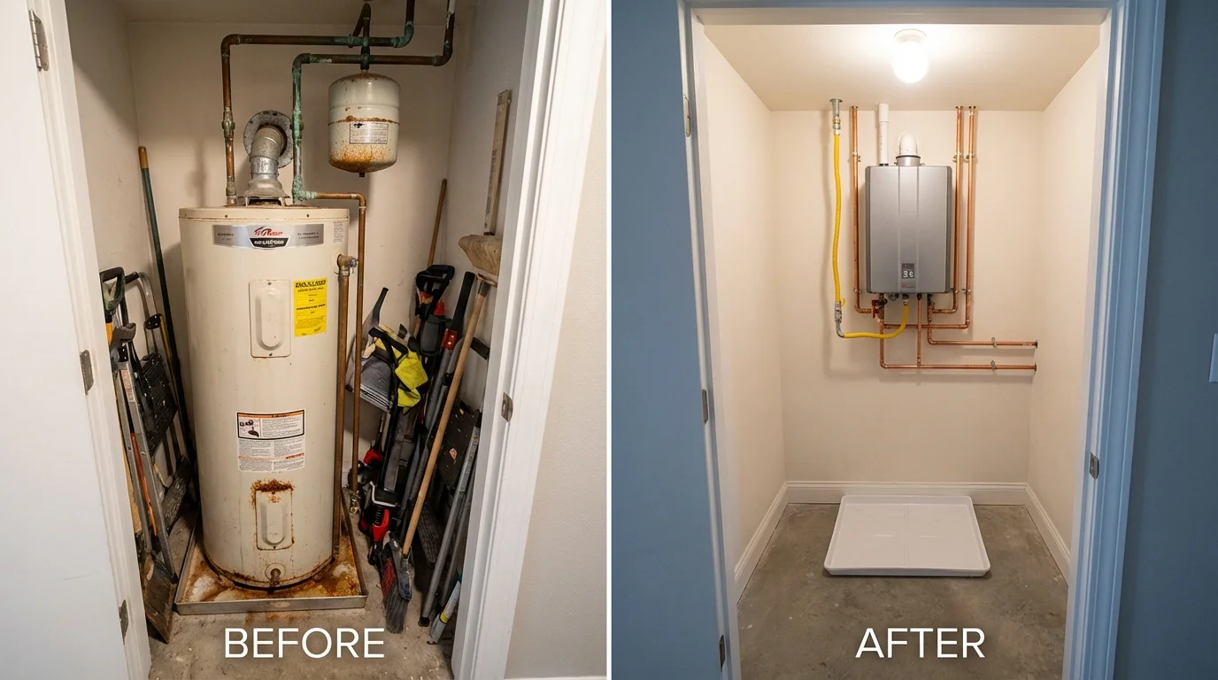 Tank water heater versus wall-mounted tankless unit comparison for Ranger, TX homeowners