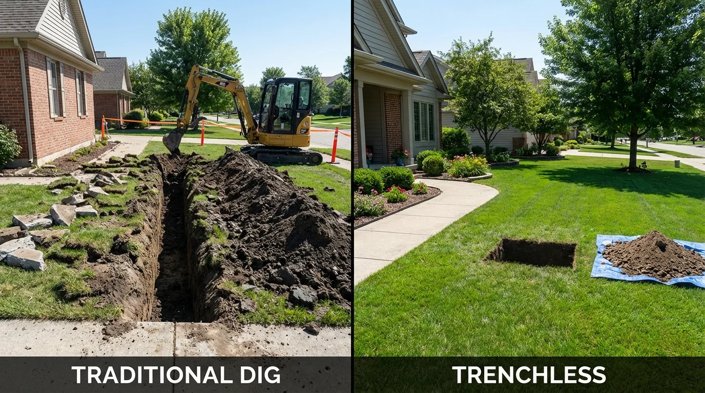 Trenchless sewer repair with minimal yard damage versus traditional excavation in Ranger, TX